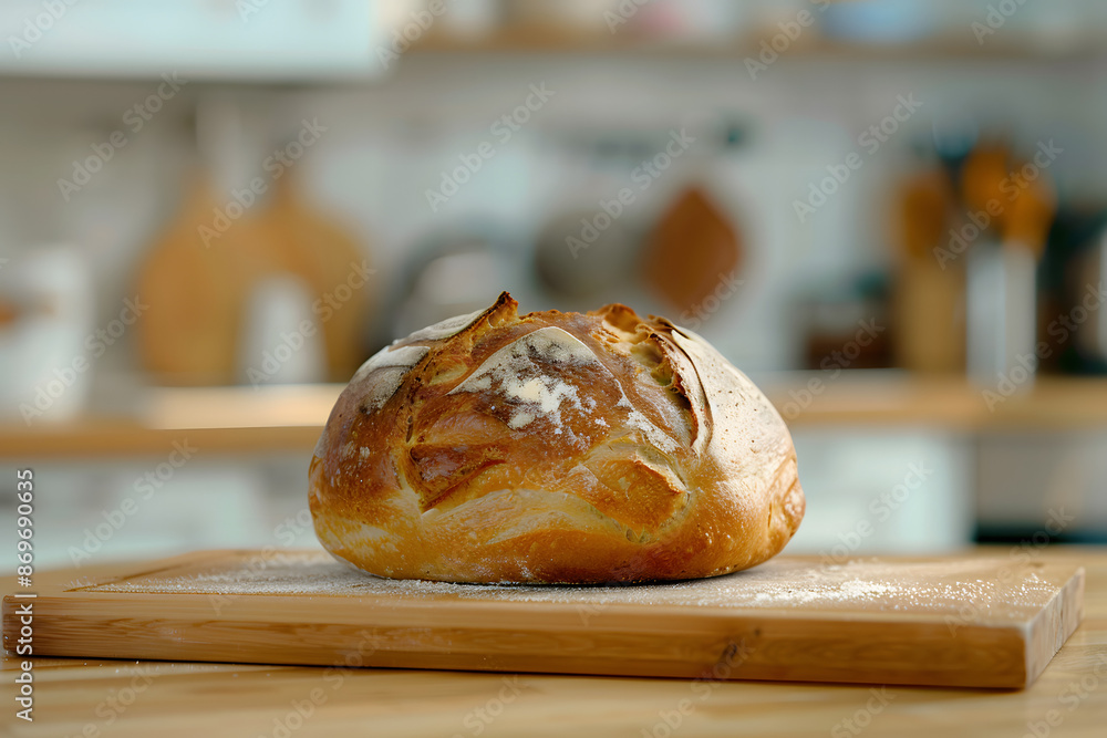 Φωτογραφία A detailed shot of a loaf of artisan bread with a crispy crust and soft interior
