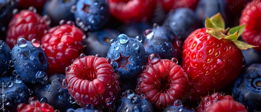Fresh ripe acai berries with water drops background Berries backdrop , add copyspace for text Fresh ripe acai berries with water drops background Berries backdrop , add copyspace for text