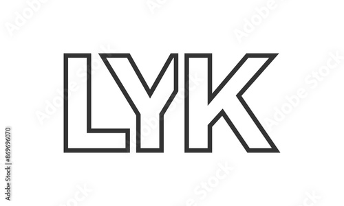 LYK logo design template with strong and modern bold text. Initial based vector logotype featuring simple and minimal typography. Trendy company identity.