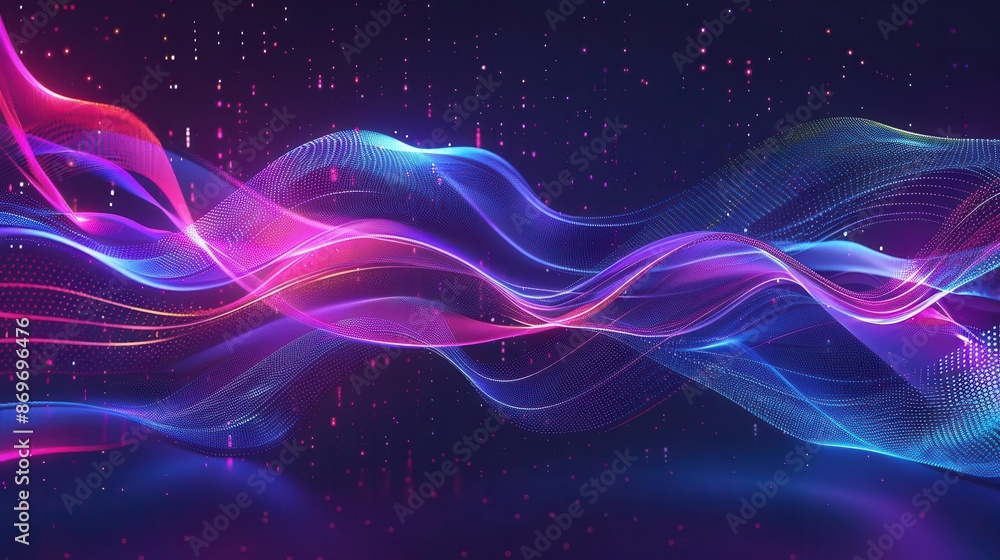 abstract data visualization with flowing neon lines and geometric shapes on dark background futuristic infographic concept with holographic elements abstract data visualization with flowing neon lines and geometric shapes on dark background futuristic infographic concept with holographic elements