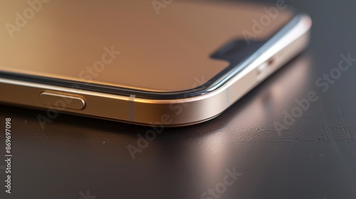 A detailed image of a squareshaped wireless charging pad with a metallic gold finish. The pad has a smooth surface and a slightly raised edge to keep the device in place. photo