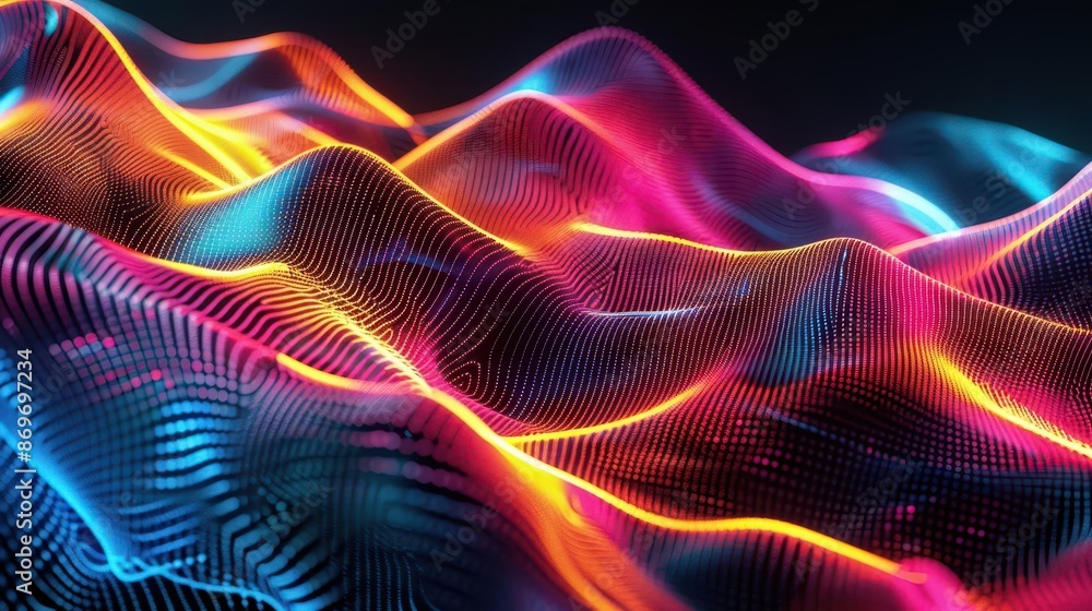 abstract digital wave patterns neon colors on black background flowing lines creating 3d effect futuristic tech aesthetic abstract digital wave patterns neon colors on black background flowing lines creating 3d effect futuristic tech aesthetic