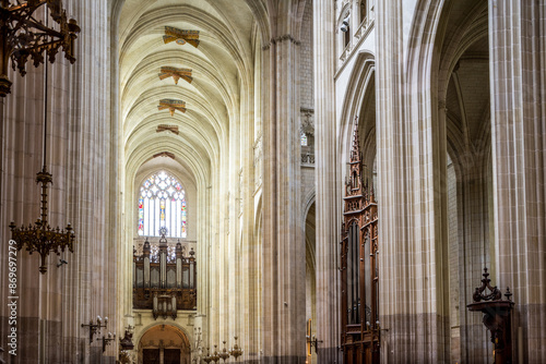 Interior of Saint Pierre et Saint Paul Cathedral in Nantes, France photo