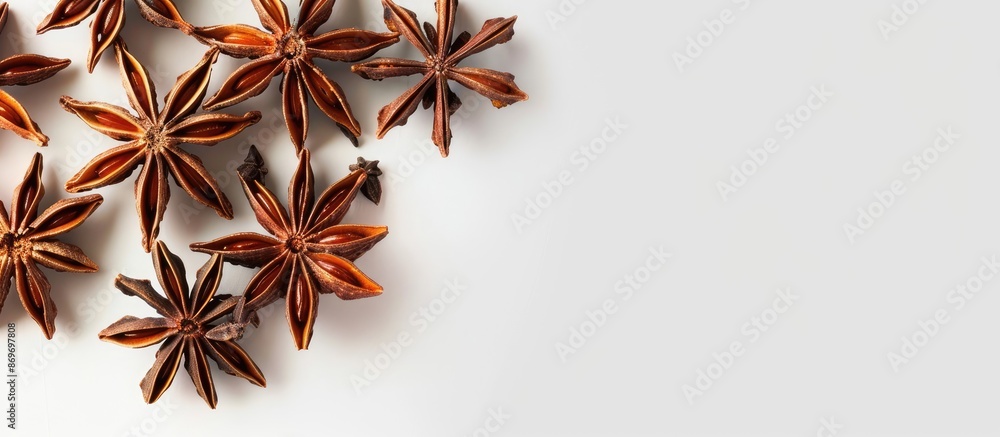Fotografie Star anise herb displayed on a white background with ample copy space image