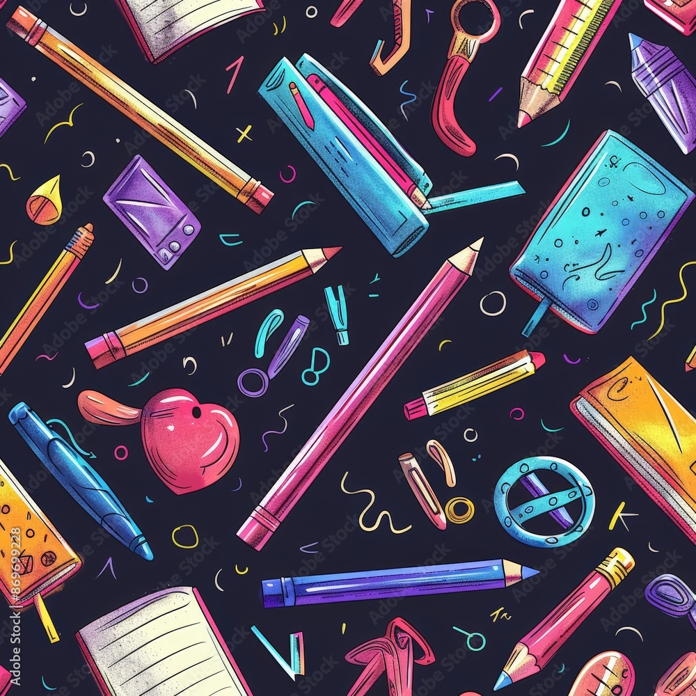 Back to School Essentials in Bright Illustration Back to School Essentials in Bright Illustration