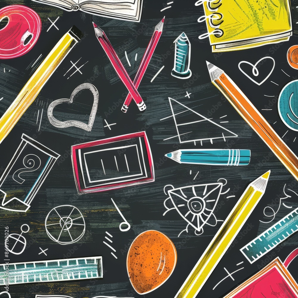 Back to School Essentials in Bright Illustration Back to School Essentials in Bright Illustration