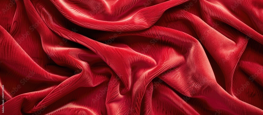 Obraz premium A close-up, full frame image of velvet fabric in red texture - perfect for copy space image.