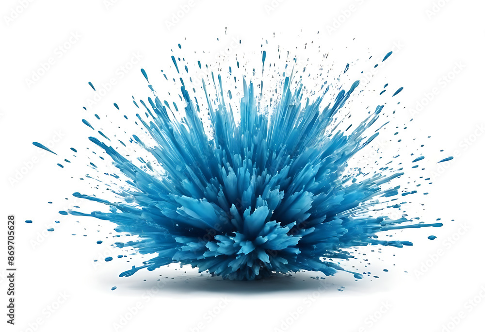 An explosion of blue powder, radiating outwards from the center. Ideal for dynamic backgrounds, advertising, or graphic design projects. An explosion of blue powder, radiating outwards from the center. Ideal for dynamic backgrounds, advertising, or graphic design projects.