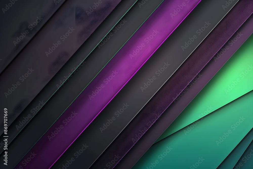 Obraz premium Abstract background with diagonal lines in vibrant purple, teal, and dark shades