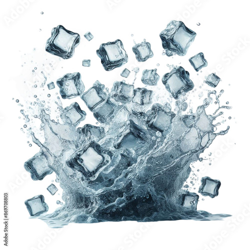 Ice Cubes Splashing In Water vector