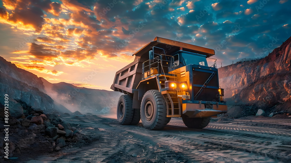 Heavy Mining Truck Sunset Quarry Hauling Industrial Vehicle Heavy Mining Truck Sunset Quarry Hauling Industrial Vehicle