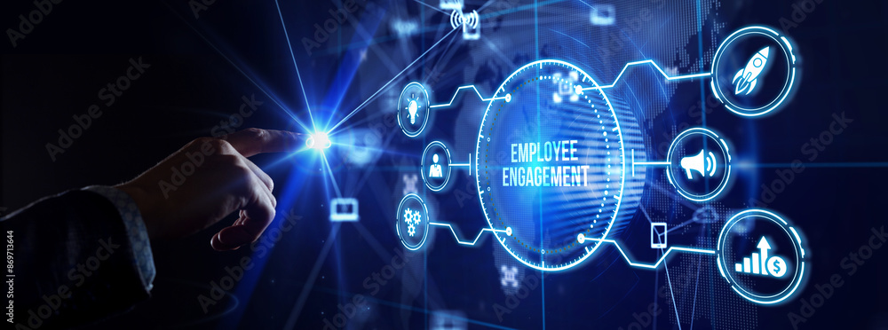Employee engagement and team motivation. Business, Technology, Internet and network concept. Employee engagement and team motivation. Business, Technology, Internet and network concept.