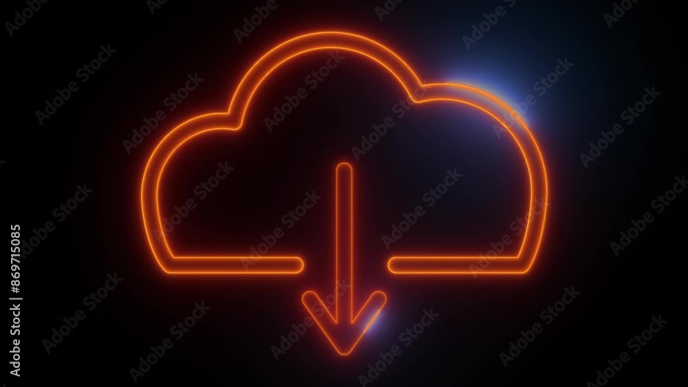 Neon Glow Cloud Download Icon - Perfect for Modern Interfaces Its fiery orange-red hues on a dark backdrop make it ideal for contemporary apps or websites looking to add a touch of sleek Neon Glow Cloud Download Icon - Perfect for Modern Interfaces Its fiery orange-red hues on a dark backdrop make it ideal for contemporary apps or websites looking to add a touch of sleek