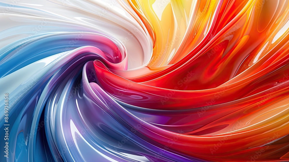 Fototapeta premium A colorful swirl of fabric with a blue, red, and white stripe
