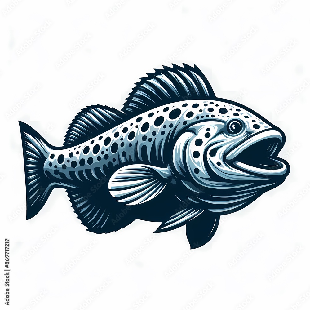 Fototapeta premium detailed Vector of a Coelacanth on flat white background