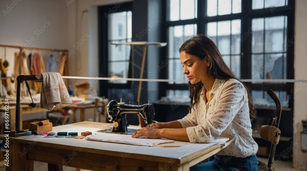 Clothing designer seamstress people concept woman sea Clothing designer seamstress people concept woman sea