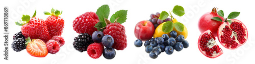 berries fruits, peach fiber mineral lemon