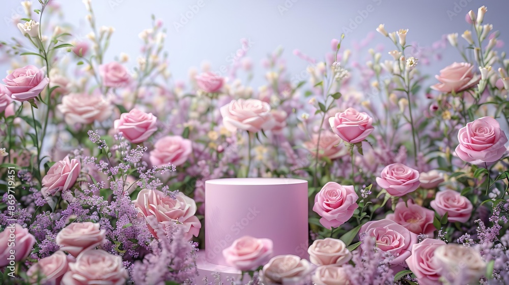Podium background flower rose product pink 3d spring table beauty stand display nature white Garden rose floral summer background podium cosmetic valentine easter field scene gift Podium background flower rose product pink 3d spring table beauty stand display nature white Garden rose floral summer background podium cosmetic valentine easter field scene gift