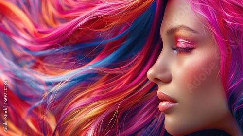 Hair dyes. hair female fashion background beauty textured hairstyle shiny. Hair do banner. beauty salon © Ilmi