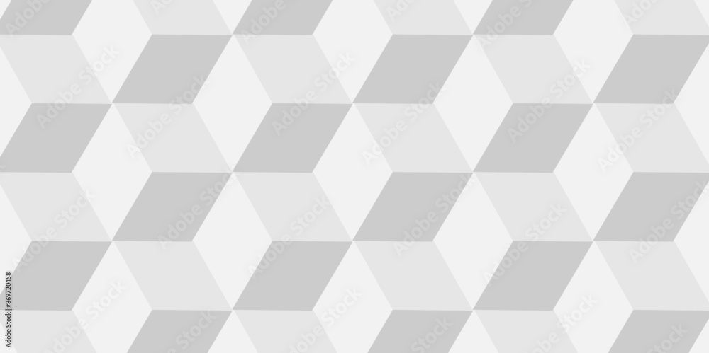 Abstract cube geometric tile and mosaic wall or grid backdrop hexagon technology wallpaper. white or gray geometric block cube structure. Vector geometric pattern grid backdrop triangle background.