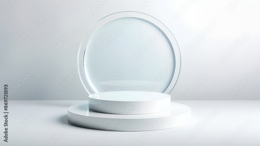 Empty white round podium, modern pedestal and platform, stand stage, cylinder, round empty stages and podium stairs 3d template for product presentation, awards Empty white round podium, modern pedestal and platform, stand stage, cylinder, round empty stages and podium stairs 3d template for product presentation, awards
