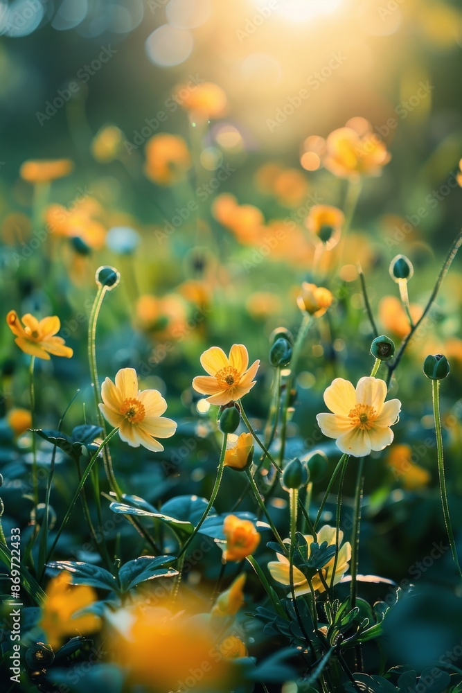 Yellow Flowers Blooming in a Sunny Meadow Yellow Flowers Blooming in a Sunny Meadow