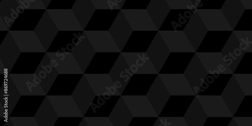 Vector of cube geometric pattern grid backdrop triangle background. Abstract cube geometric tile and mosaic wall or grid backdrop hexagon technology. black or gray geometric block cube structure.