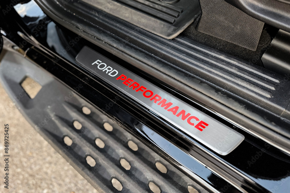 Ford Ranger Raptor Sil Ford Performance metal door sill, F-150 Raptor interior detail, High ...