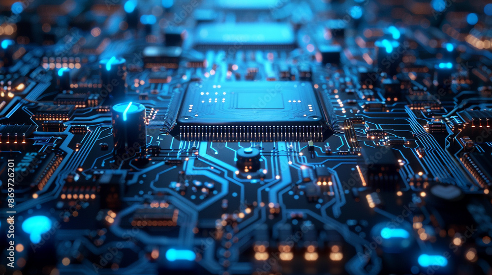 Circuit board blue theme semiconducter technology AI Circuit board blue theme semiconducter technology AI
