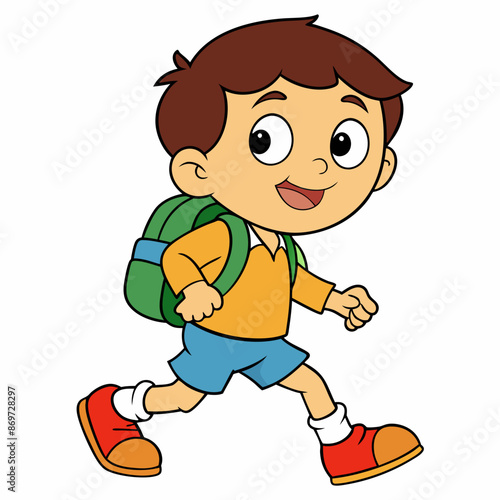 kid go to school cartoon vector icon illustration