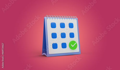 3D illustration of a calendar date. Date of the week, month, year.