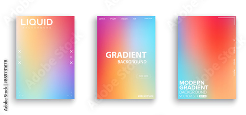 Set of vector gradient backgrounds with grainy texture. For covers, wallpapers, branding, business cards, social media and other projects. You can use the grainy texture for any of the backgrounds.