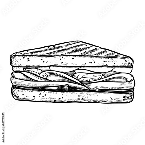 Sandwich vintage vector sketch drawing	