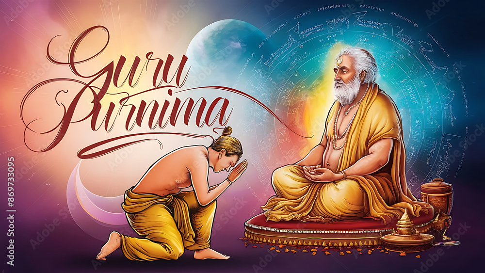Guru Purnima Illustration and Celebration banner background design Guru Purnima Illustration and Celebration banner background design