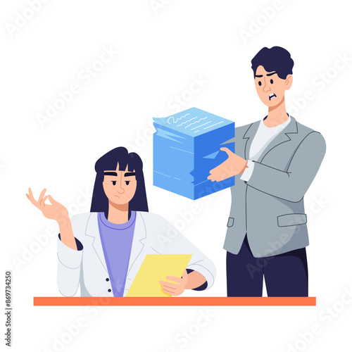 Character based flat illustration of office work 