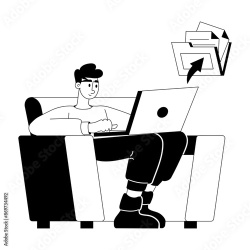 A glyph style illustration of file sharing online 