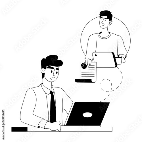 A glyph illustration of online meeting discussion 