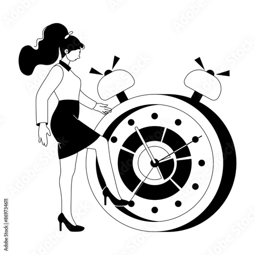 Character based glyph illustration of deadline 