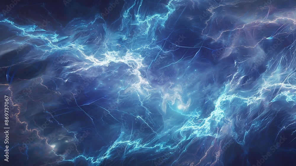 Abstract depiction of electric currents with glowing lines pulsating and spreading across the endless expanse of the universe. Abstract depiction of electric currents with glowing lines pulsating and spreading across the endless expanse of the universe.
