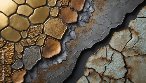 Close-up view of an abstract metal sculpture