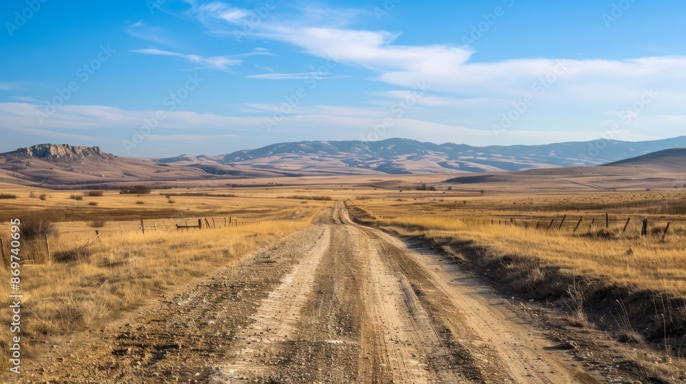 Dirt road to the mountains. Scenic view of a rugged dirt road winding through a vast, dry landscape towards majestic mountains in the distance. Dirt road to the mountains. Scenic view of a rugged dirt road winding through a vast, dry landscape towards majestic mountains in the distance.