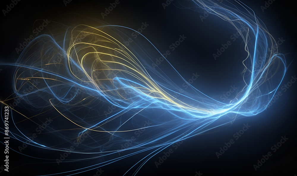 of the electric current flow moves in space against a dark background, a lightning strike of the electric current flow moves in space against a dark background, a lightning strike