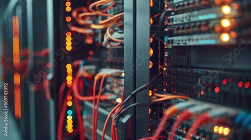 Organized Server Room: Neatly Arranged Cables and Clearly Labeled Components