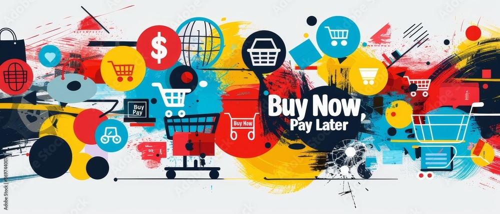 Naklejka premium Vibrant Shopping Icons with 