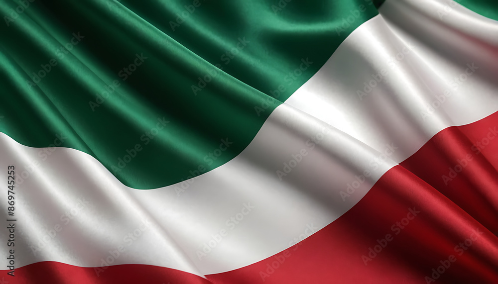 Obraz premium The Italian flag, a tricolor of white, green, and red, ripples in the wind. Perfect for political, historical, or cultural projects.