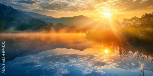 Psalm 4610 Be still and know that I am God - Tranquil Lake at Dawn. Concept Tranquil Lake, Sunrise, Reflection, Peaceful Waters, Psalm 46,10