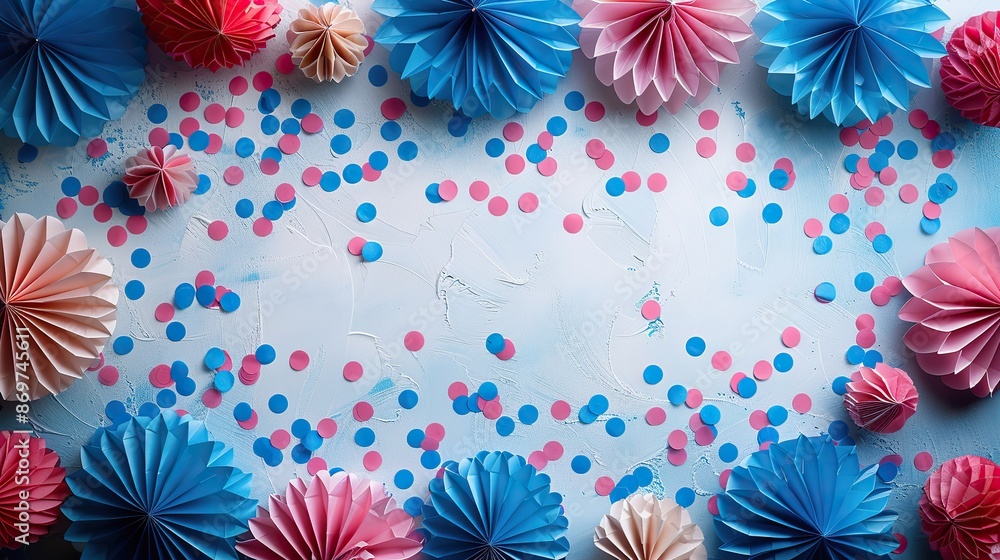 flat lay american balloon paper fans confetti on white backgroundof july independence day of the usa labor day presidents day celebration.illustration flat lay american balloon paper fans confetti on white backgroundof july independence day of the usa labor day presidents day celebration.illustration