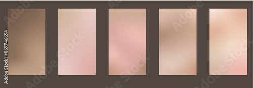 Nude gradient. Pastel nude background set, modern gradient vector design. Trendy screen.
