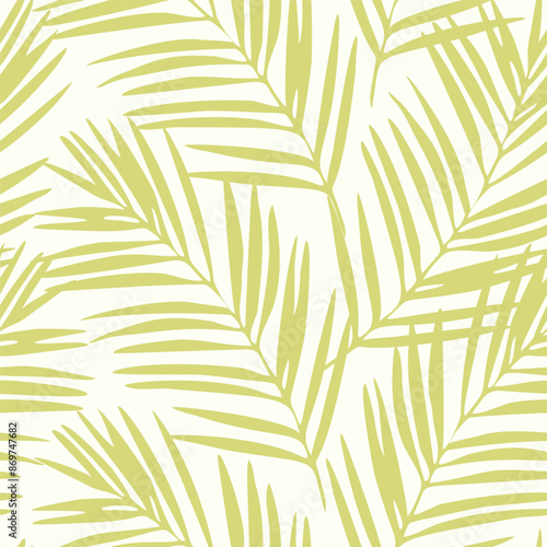 Abstract tropical foliage background in pastel green colors.