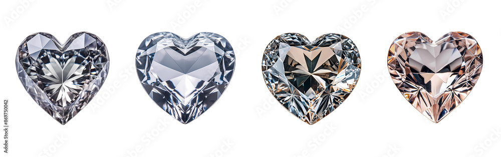 Fototapeta premium Four different colored diamonds are shown in a row isolated